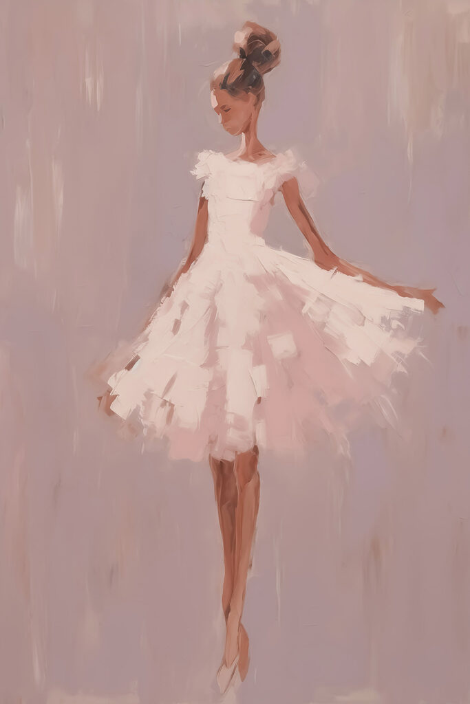 Painting of a woman in a white dress