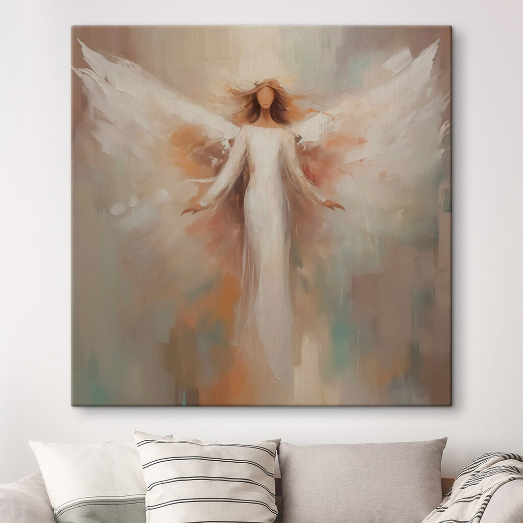 Painting of a woman with wings