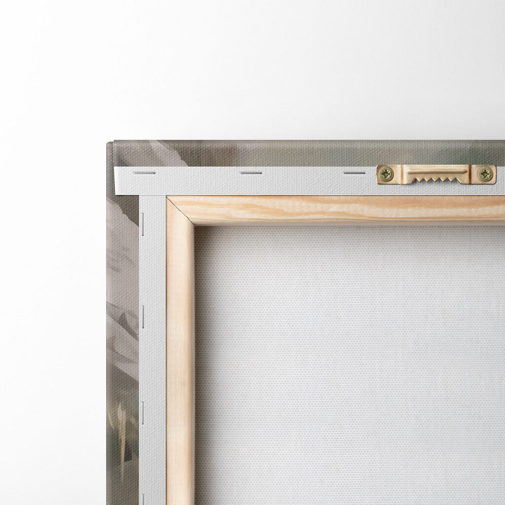 Painting of a woman in a white dress with wings