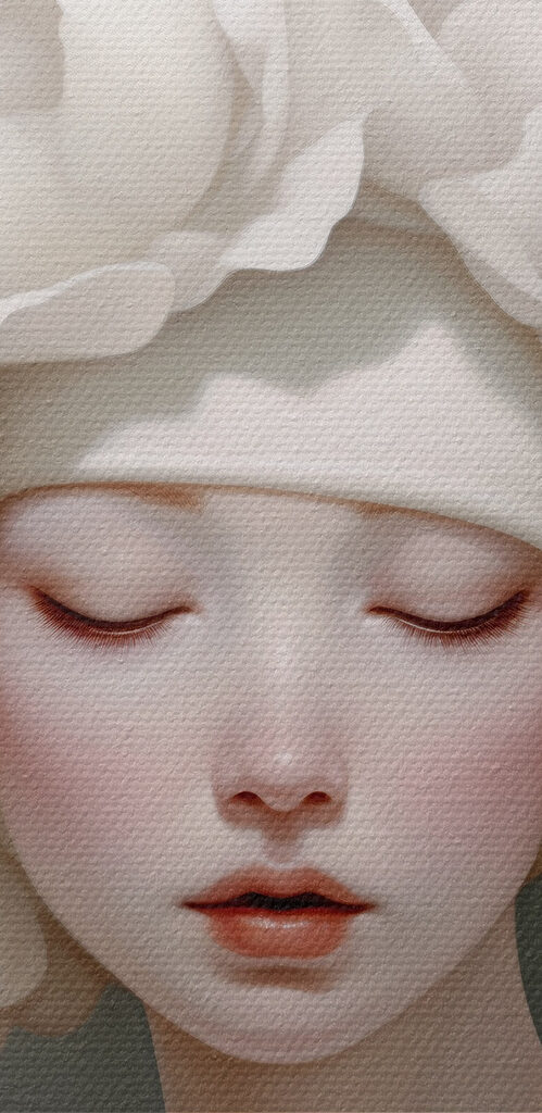 Woman with white flowers on her head