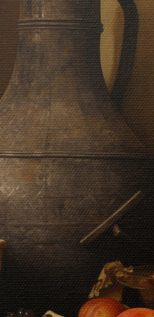 Still life with fruit and a bottle