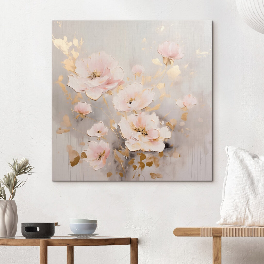 Painting of flowers on a white surface