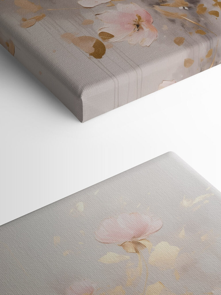 Painting of flowers on a white surface