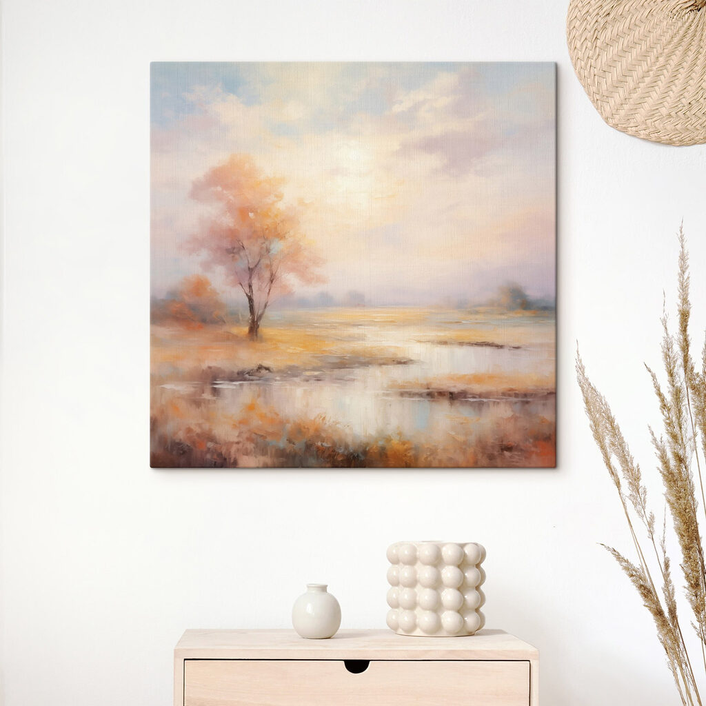 Painting of a tree in a marsh