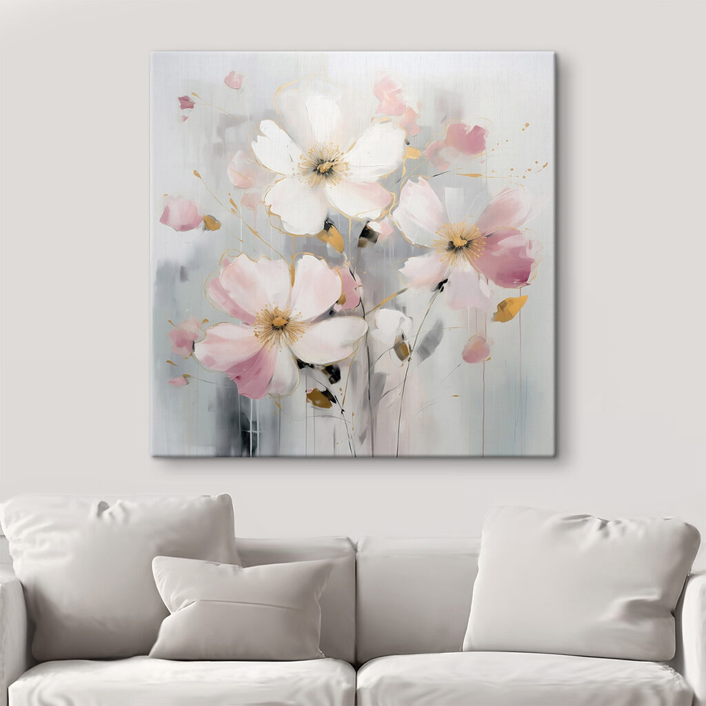 Painting of flowers on a grey background