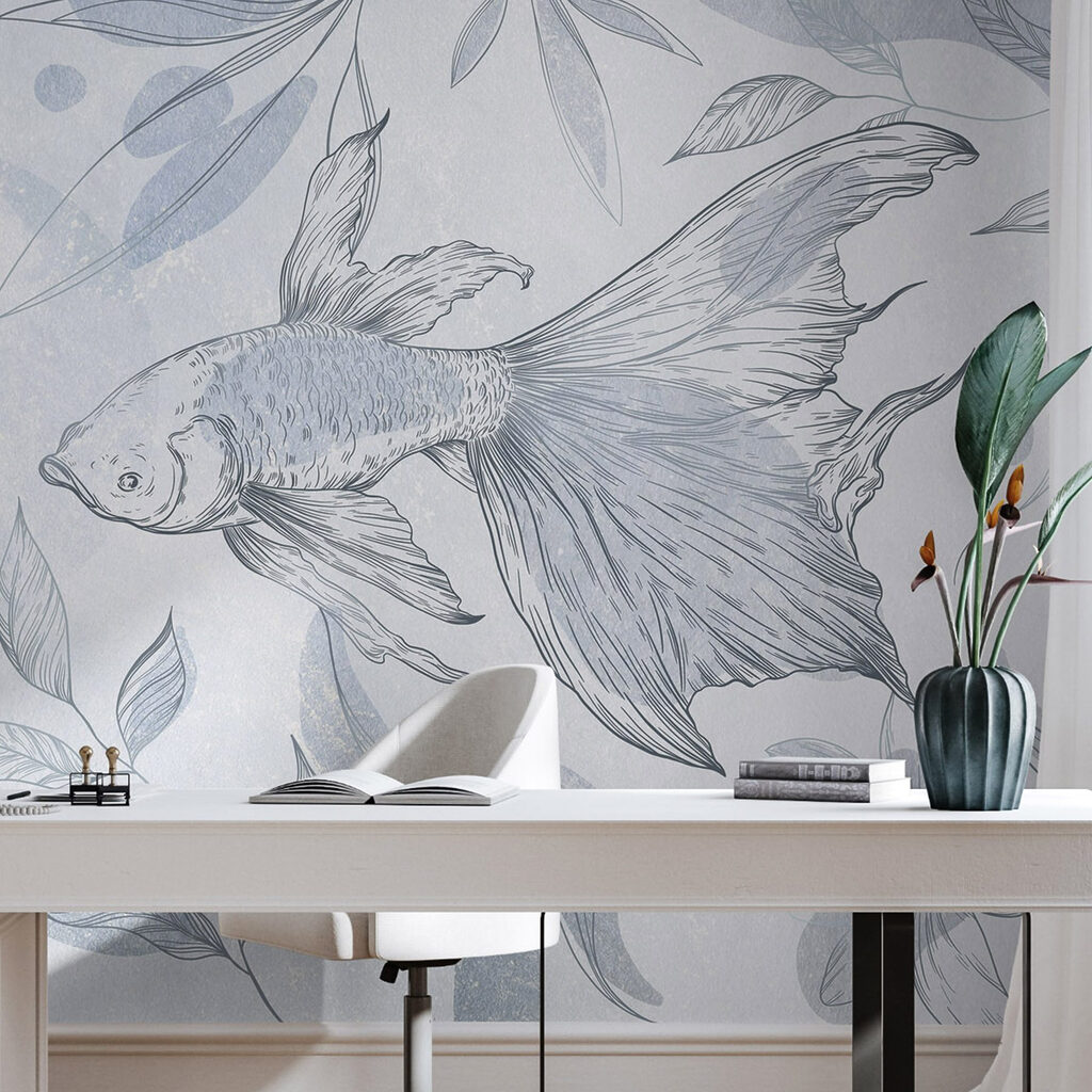 Drawing of a fish and plants