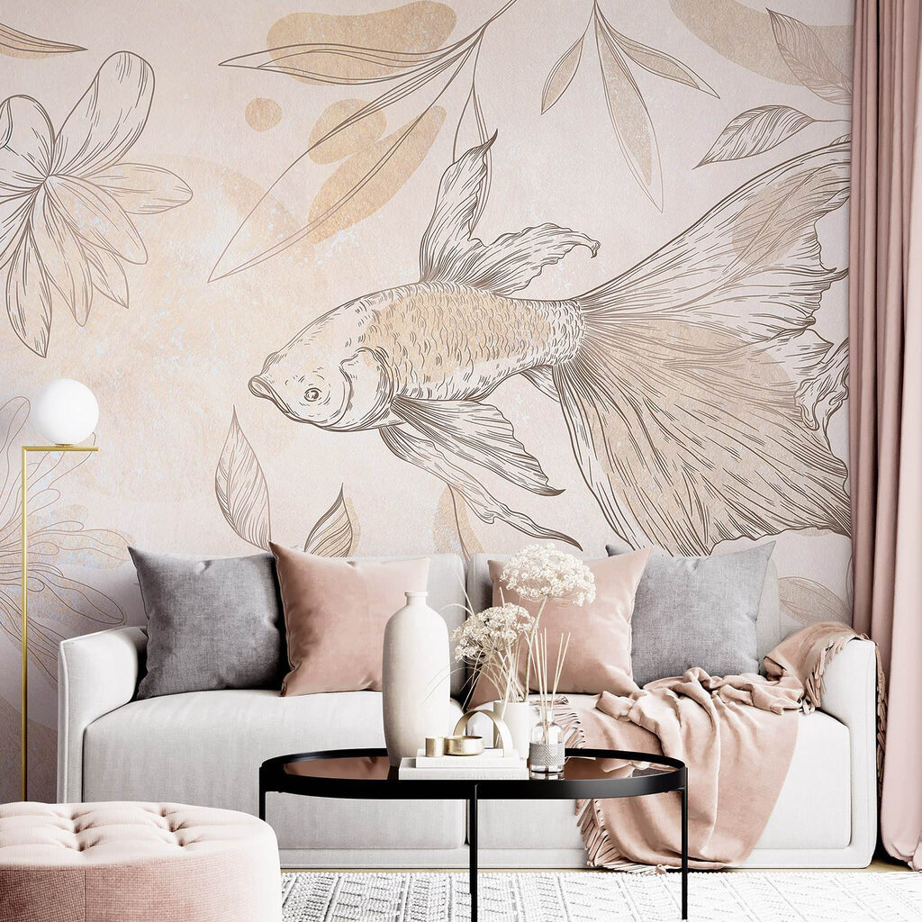 Elegant fish among floral designs