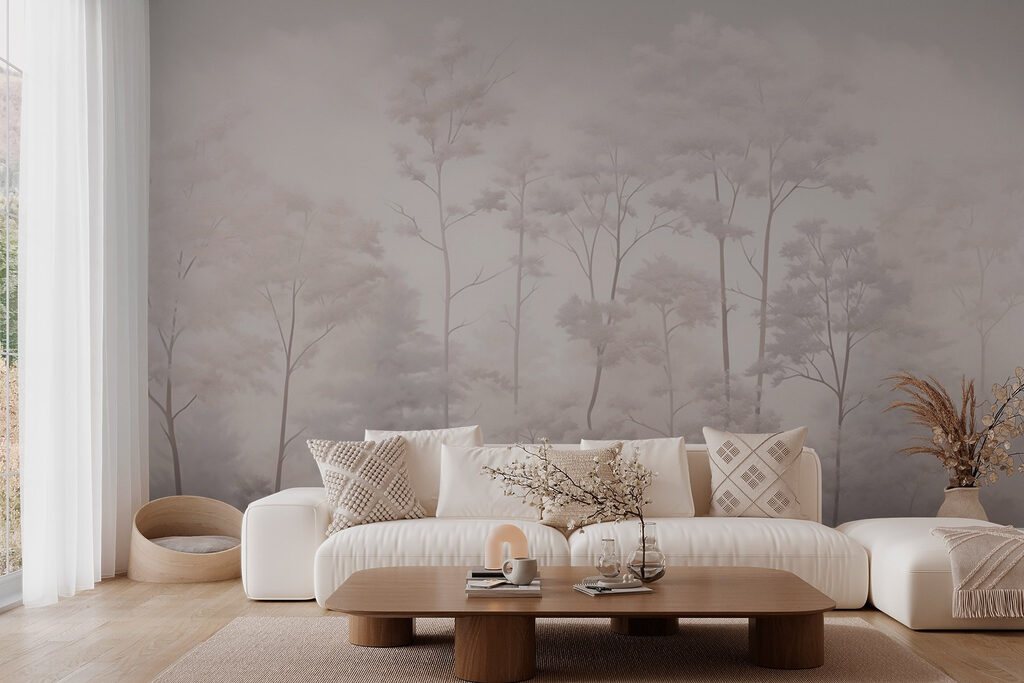 Group of trees with fog