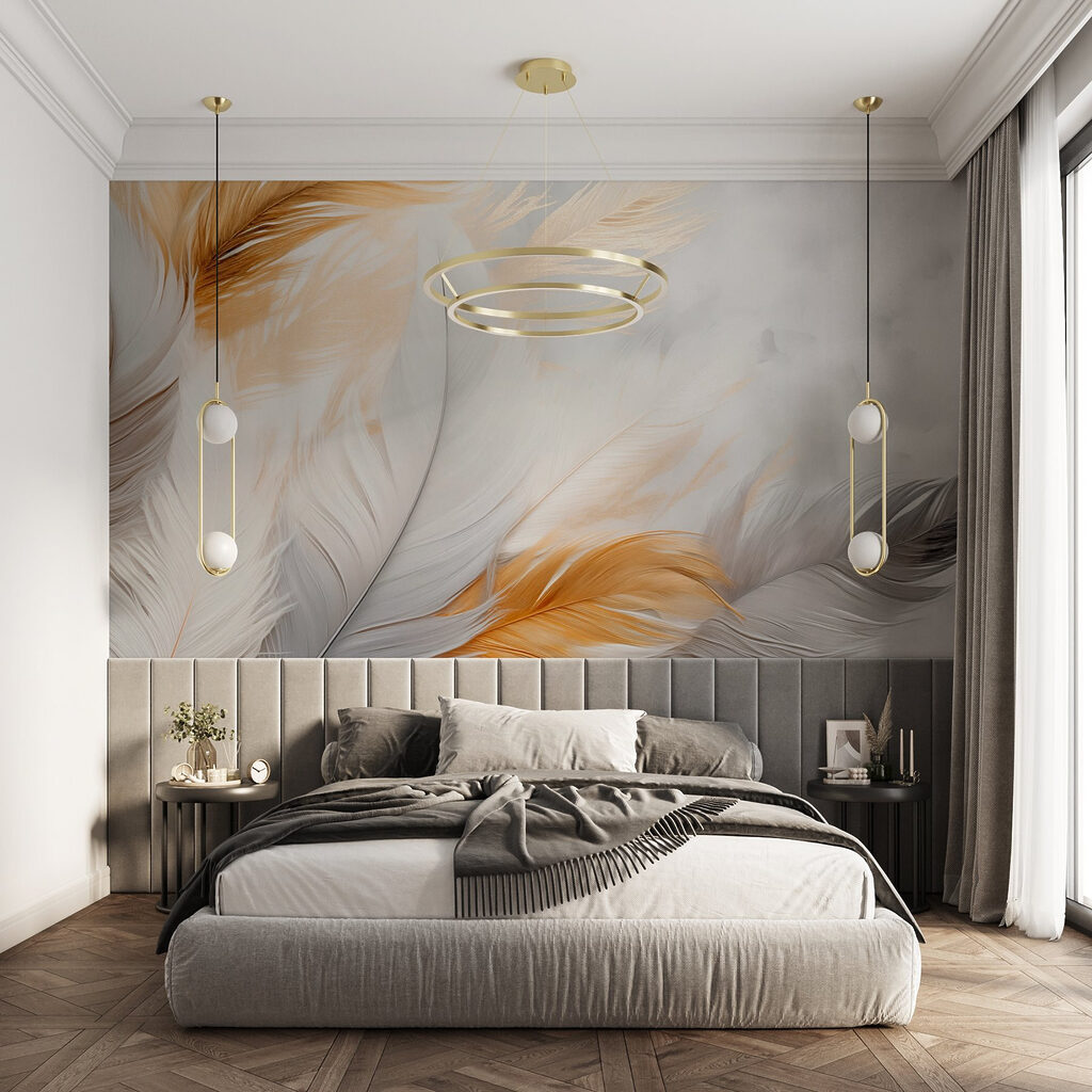 Delicate feathers in soft colors