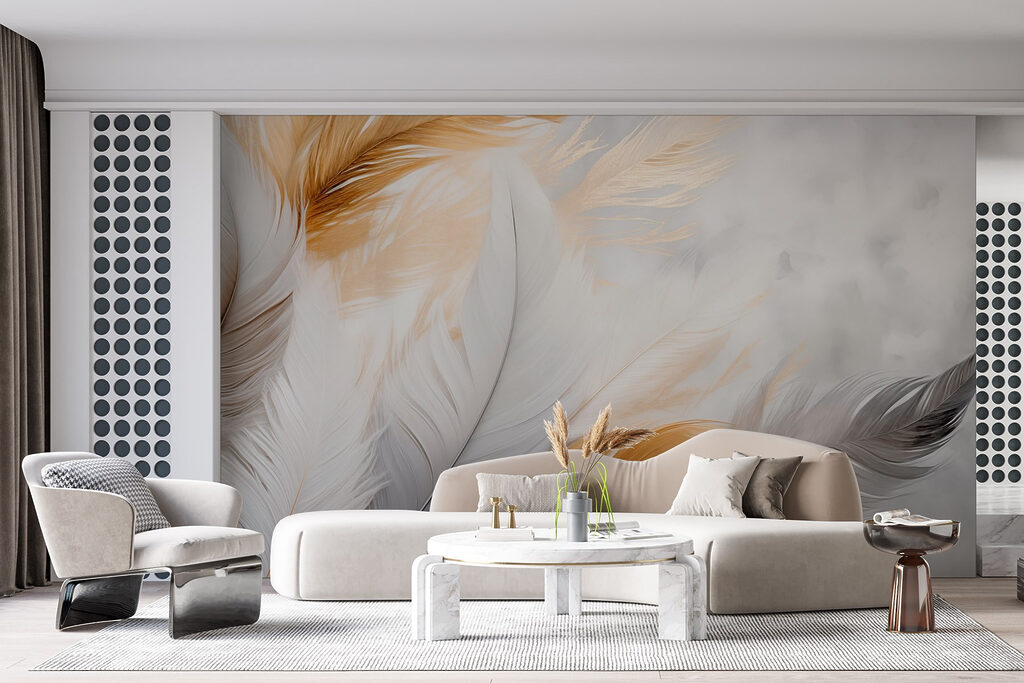 Delicate feathers in soft colors