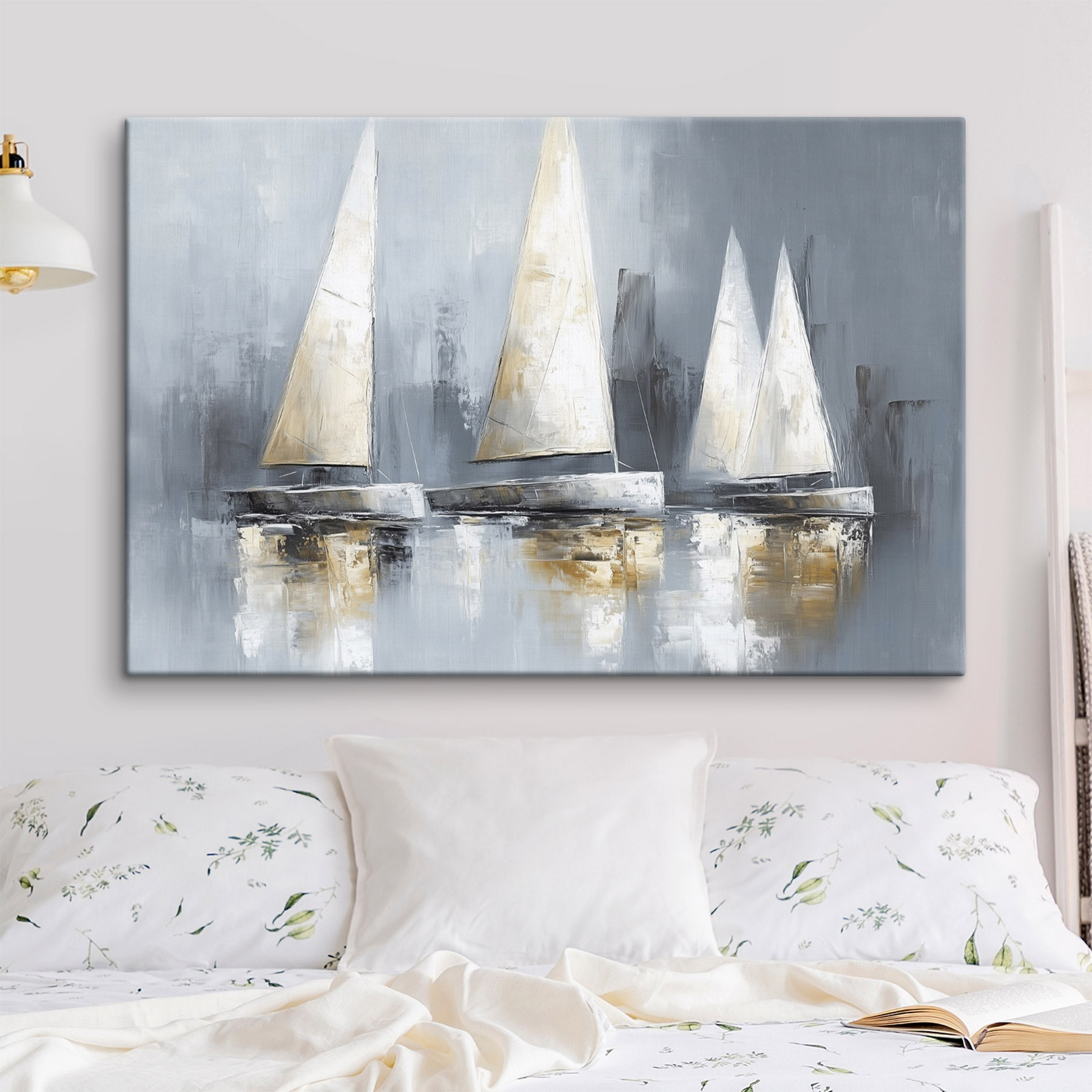 Painting of sailboats on water