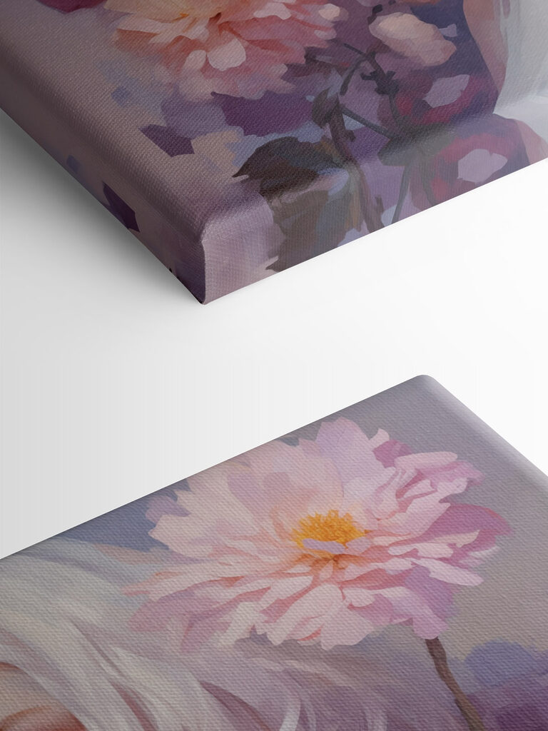 Woman with pink hair and pink flowers