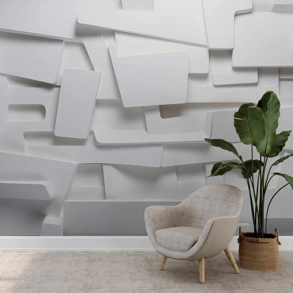 White wall with many rectangles