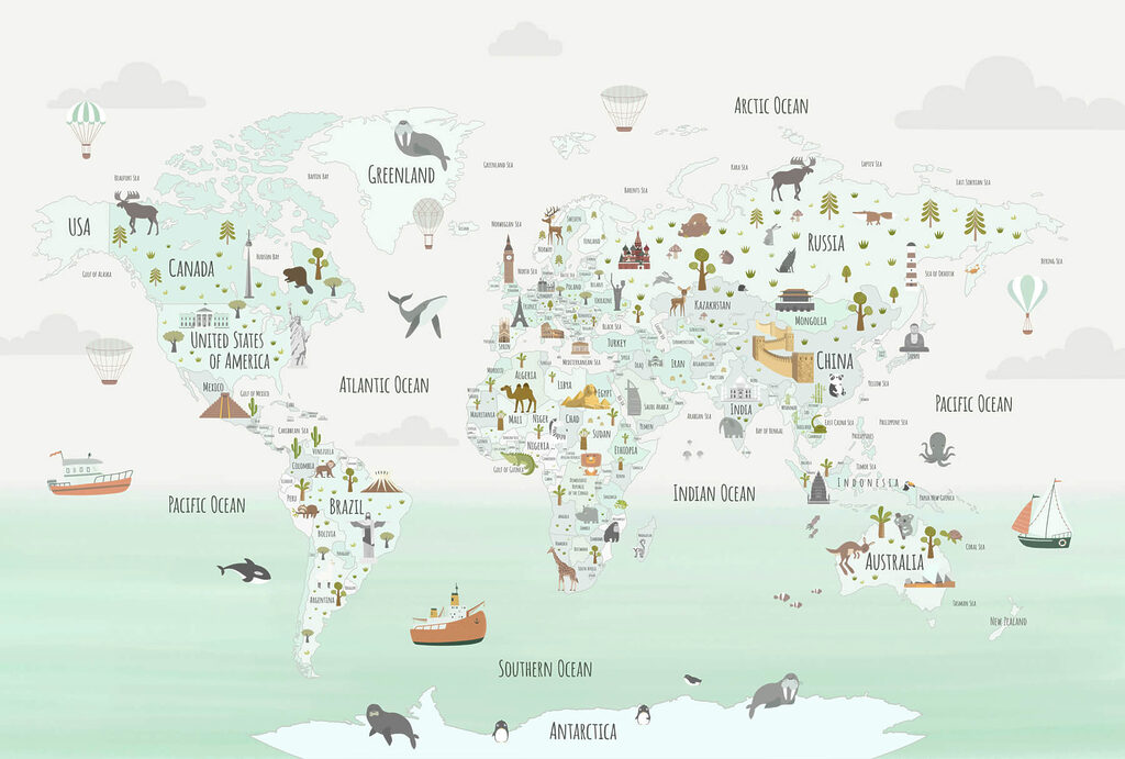 Mapa světa se zvířaty Mapa světa se zvířaty