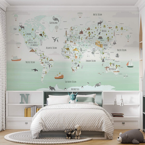 Mapa světa se zvířaty Mapa světa se zvířaty