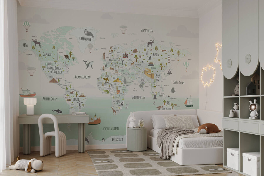 Mapa světa se zvířaty Mapa světa se zvířaty