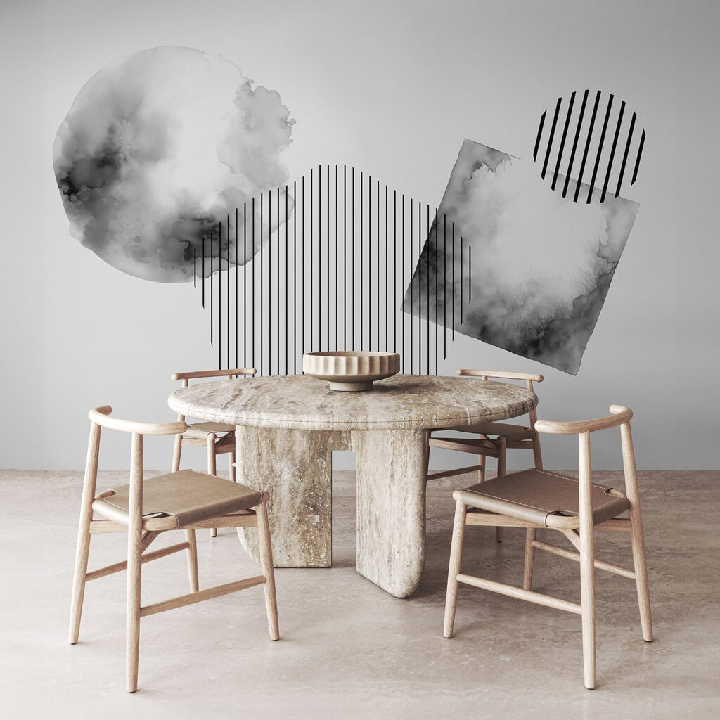 Black and white image of geometric shapes Black and white image of geometric shapes