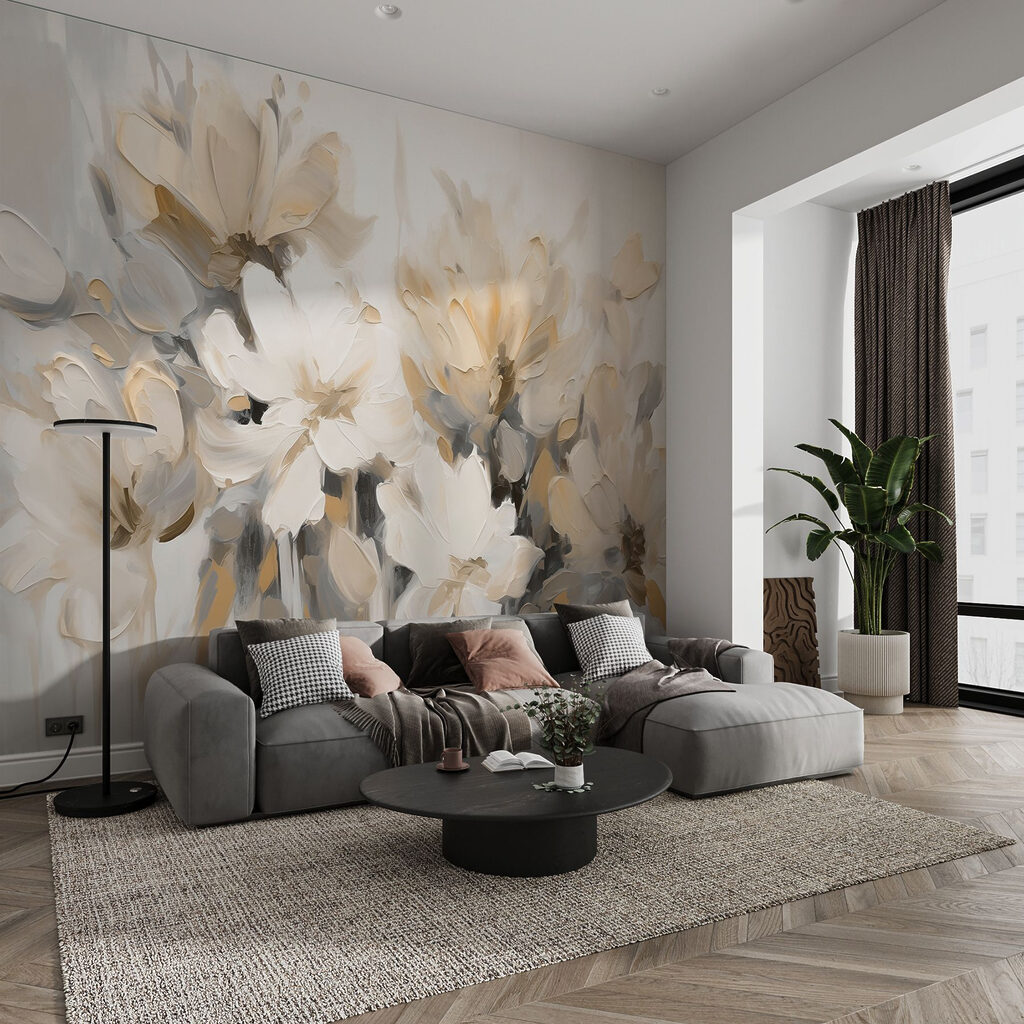 Painting of flowers on a white background