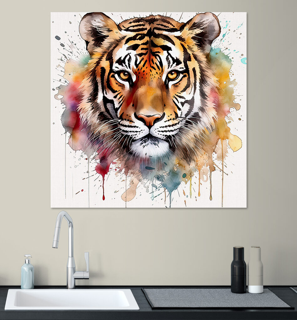 Tiger with colorful splashes