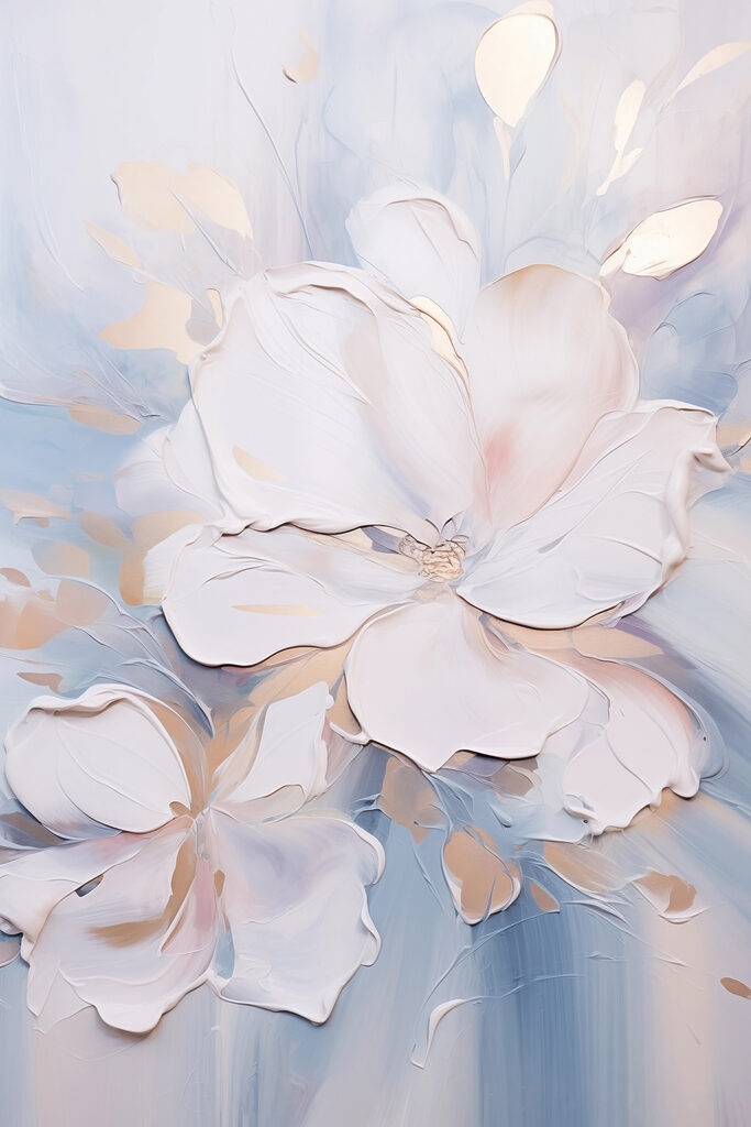 Painting of flowers on a white surface