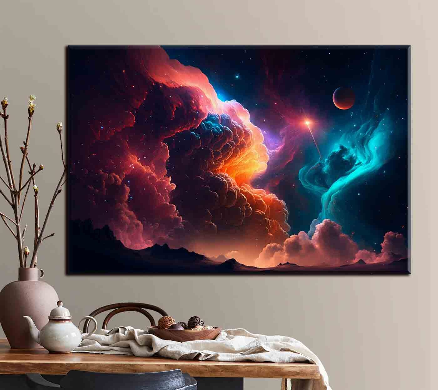 Colorful clouds and stars