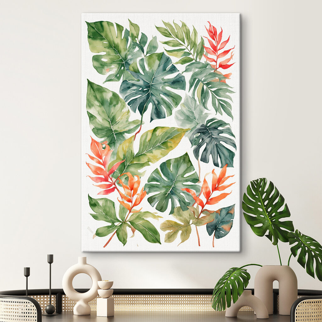 Group of green and orange leaves