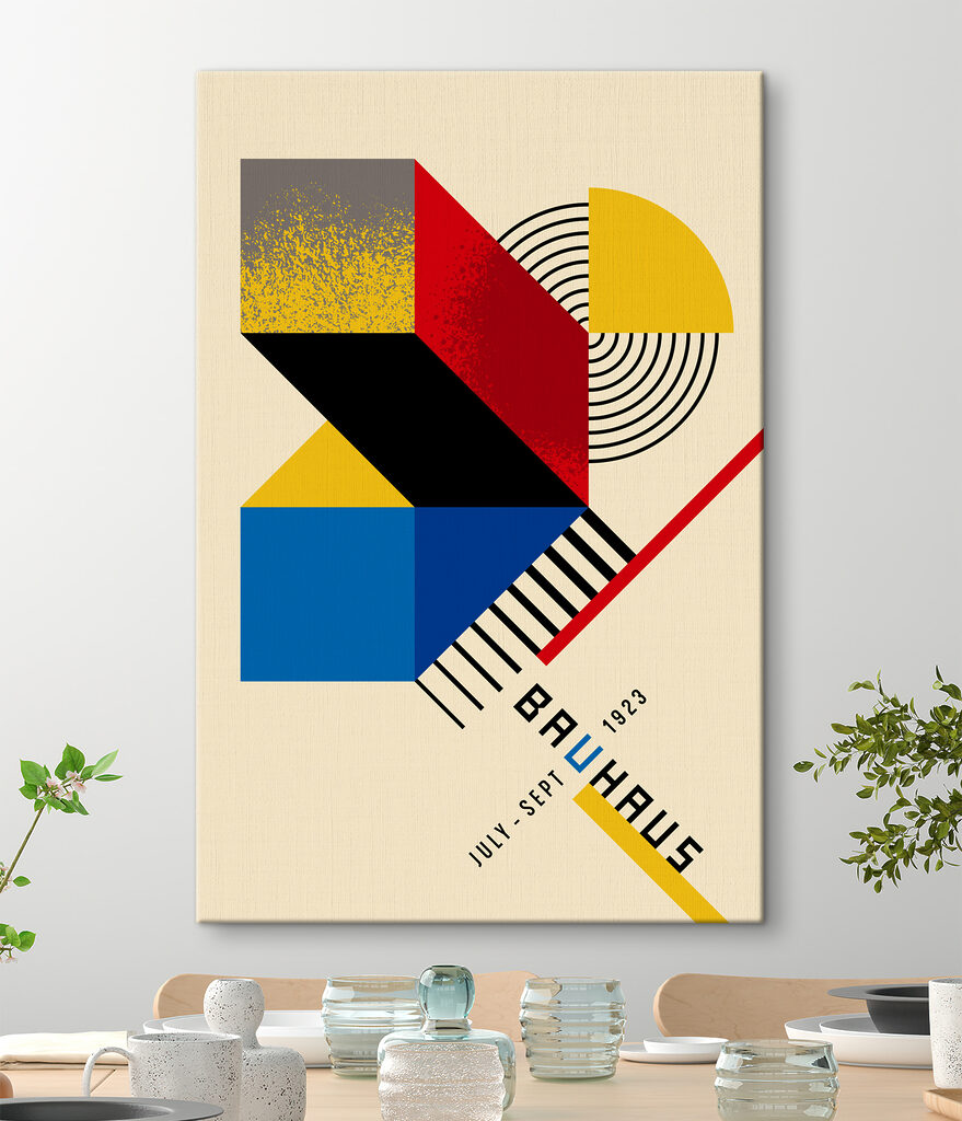 Colorful geometrical design with black and red and yellow