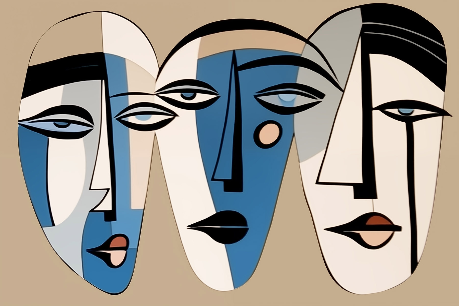 Group of faces painted on a wall