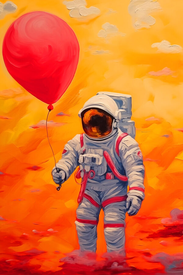Astronaut držící balón Astronaut držící balón
