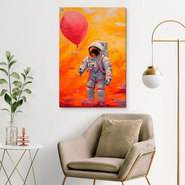 Astronaut držící balón Astronaut držící balón