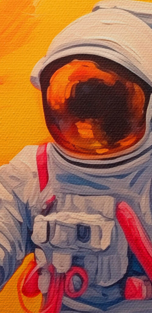 An astronaut holding a balloon