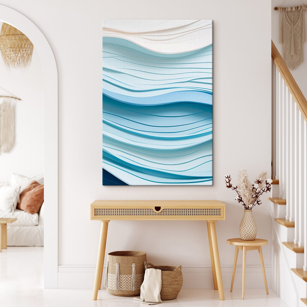 Blue and white wavy lines