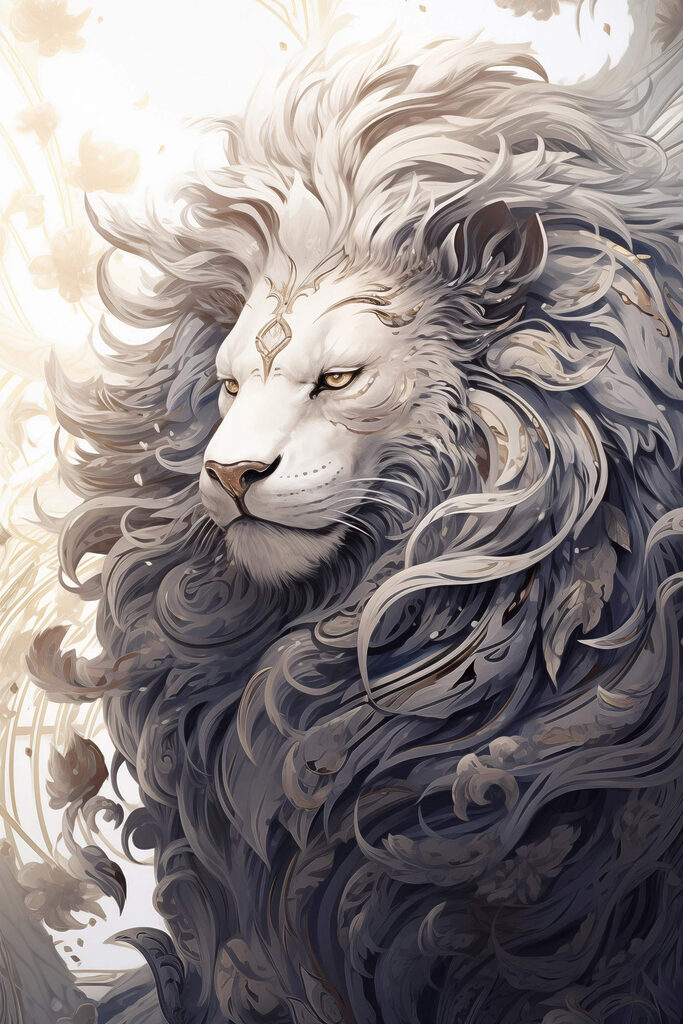 Lion with a decorative mane