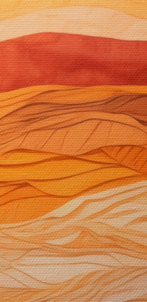 Art piece of fabric with wavy lines