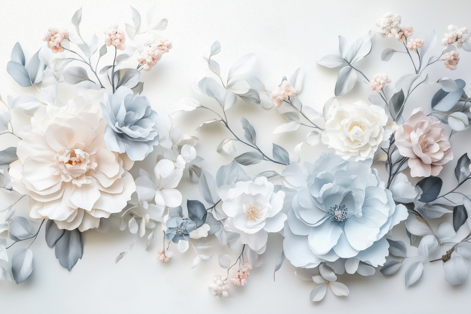 Group of flowers on a white surface