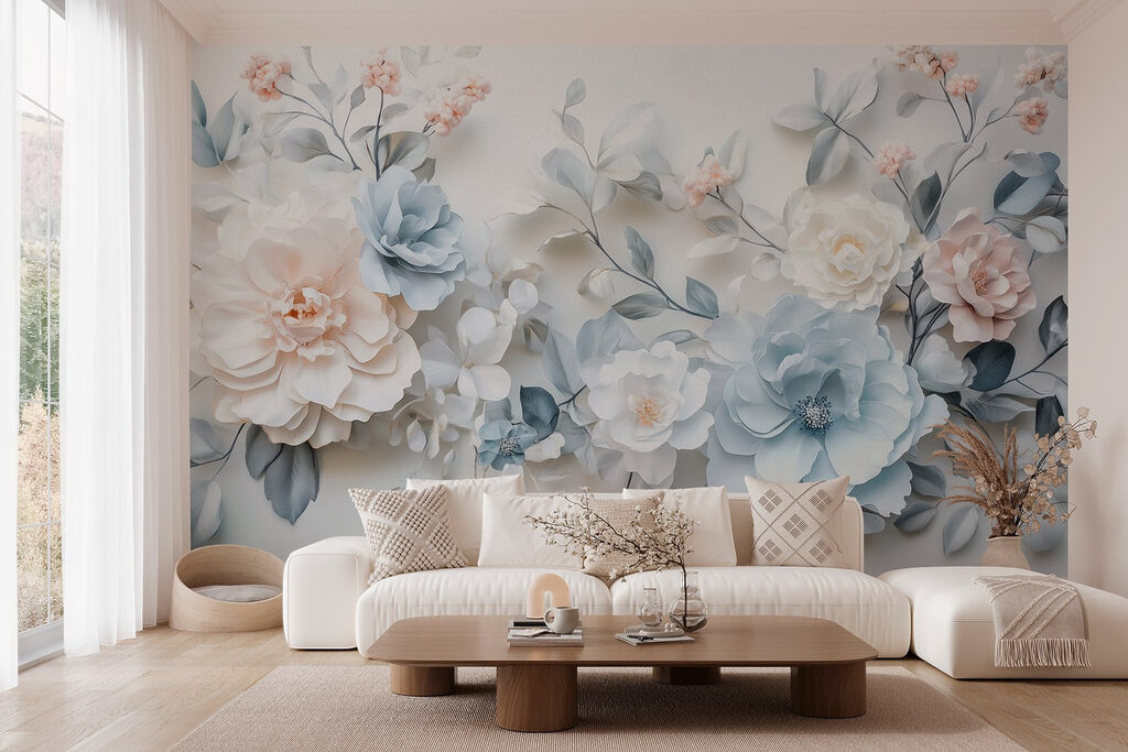 Group of flowers on a white surface