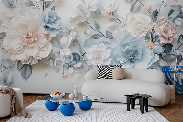 Group of flowers on a white surface