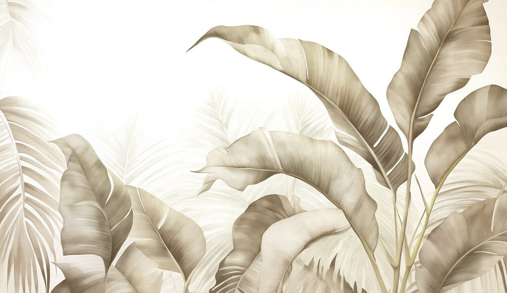 Calm, neutral botanical illustration