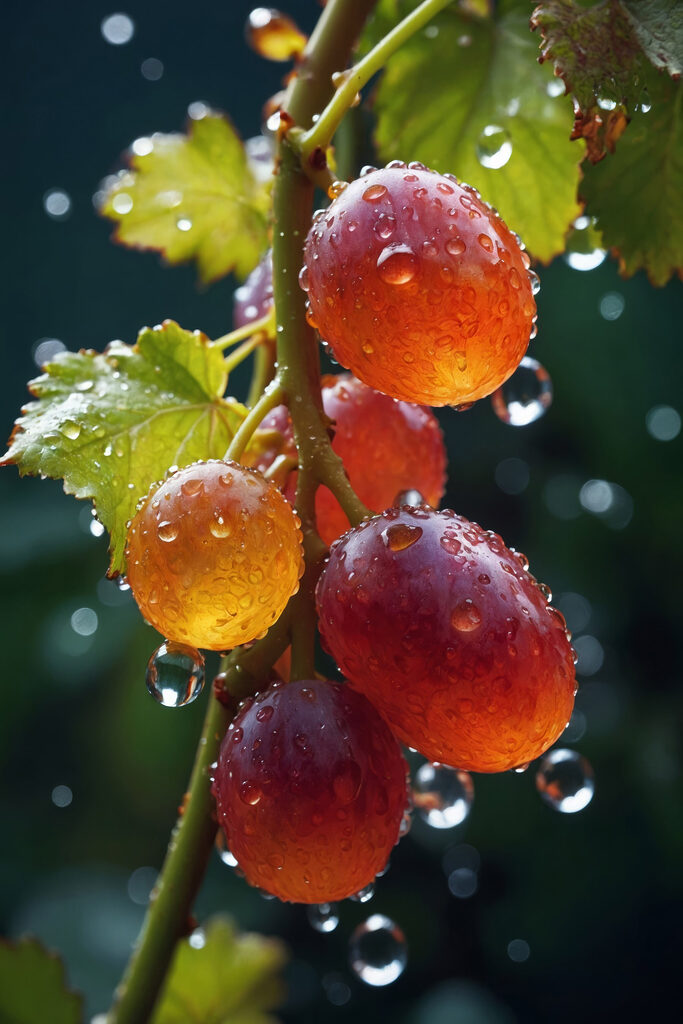 Bunch of grapes with water droplets on them