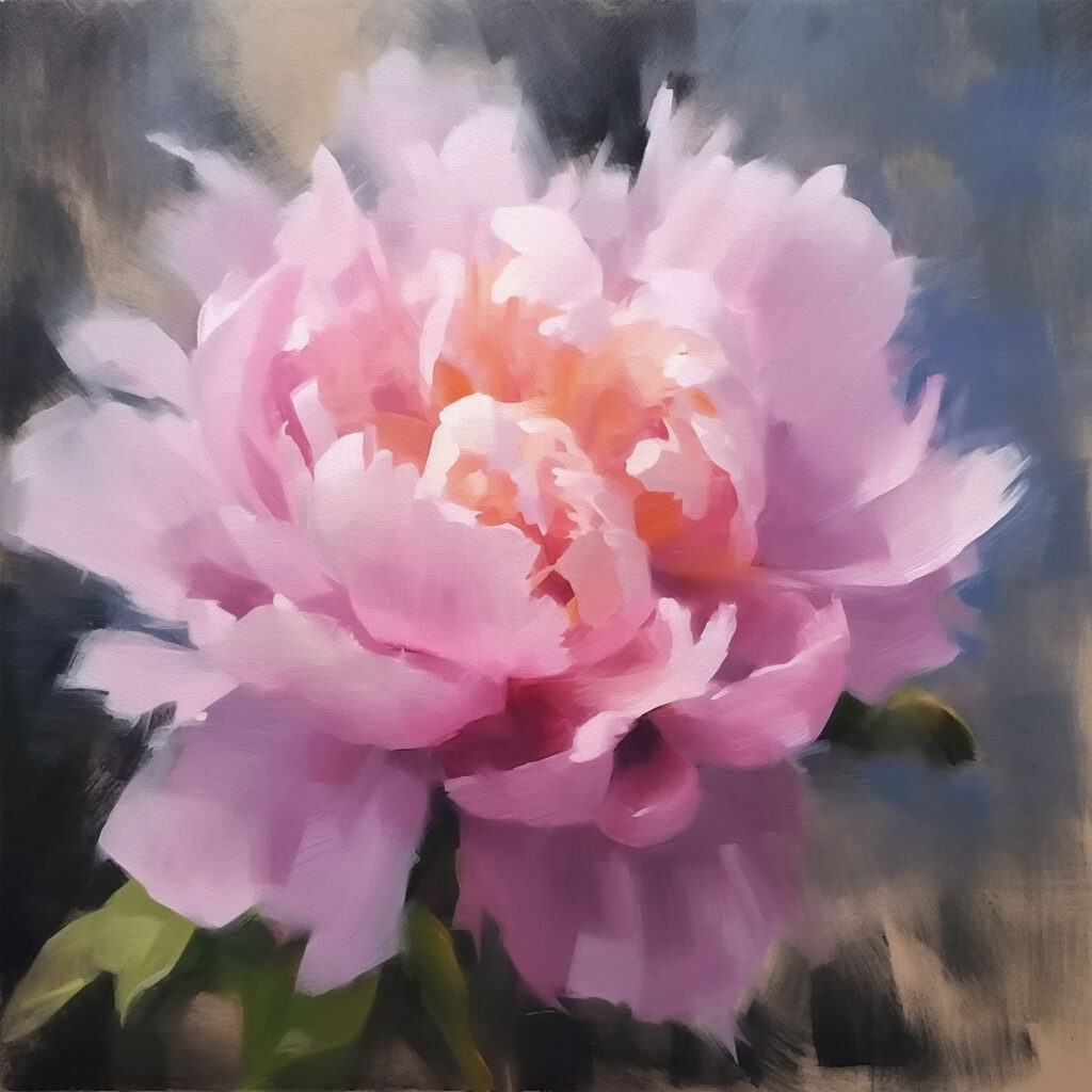 s43216p 1024x1024 - Růžový květ se zelenými listy - tegory