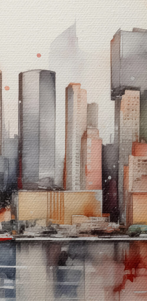 Watercolor of a city