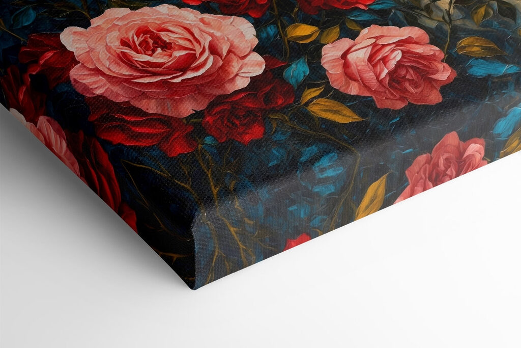 Painting of flowers and mountains