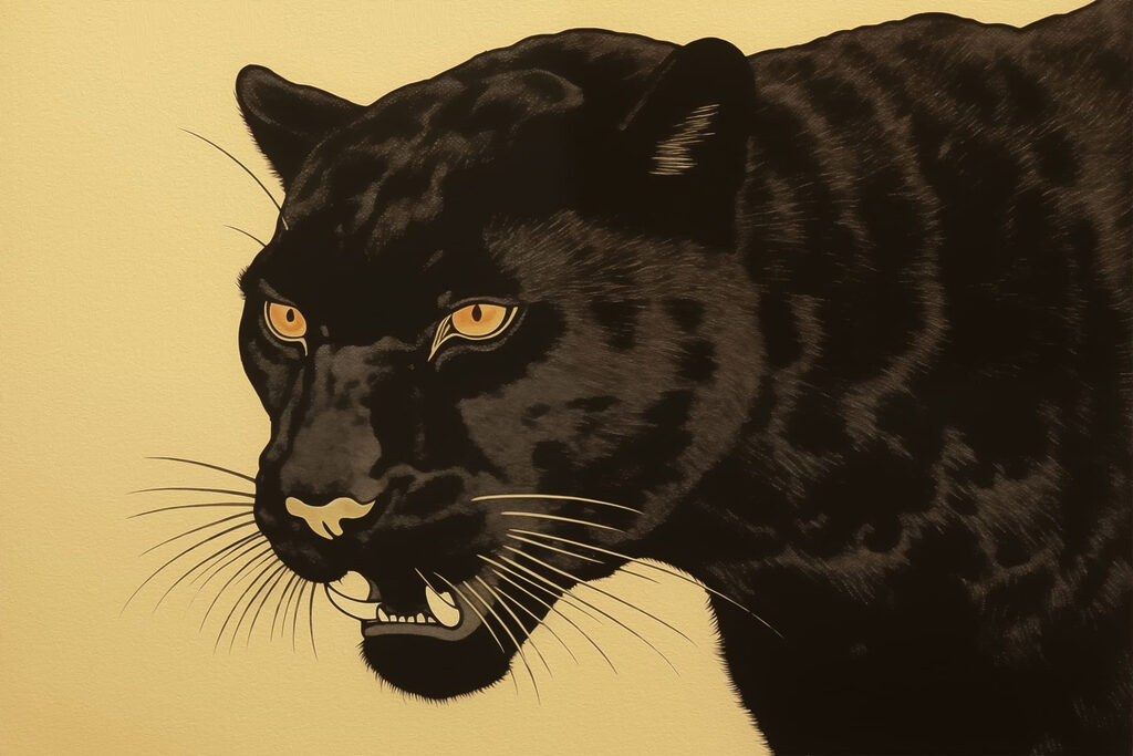 Black panther with yellow eyes