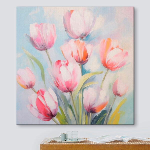 Malba růžových a bílých tulipánů Malba růžových a bílých tulipánů