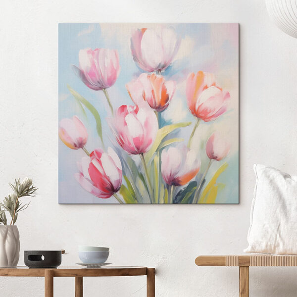 Malba růžových a bílých tulipánů Malba růžových a bílých tulipánů