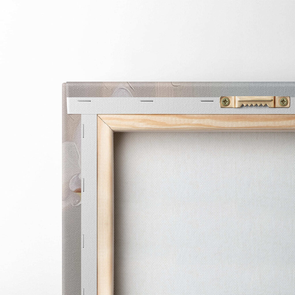 Painting of a white orchid in a glass vase