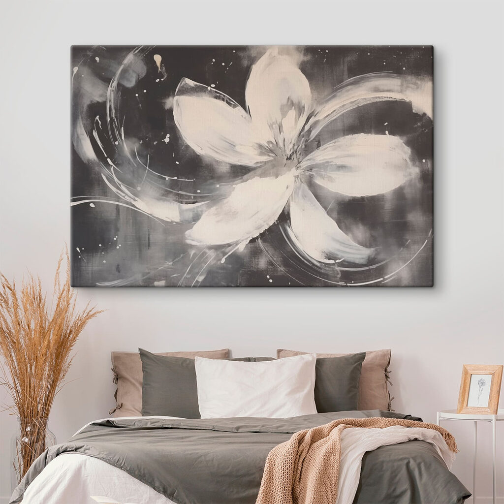 White flower on a black background