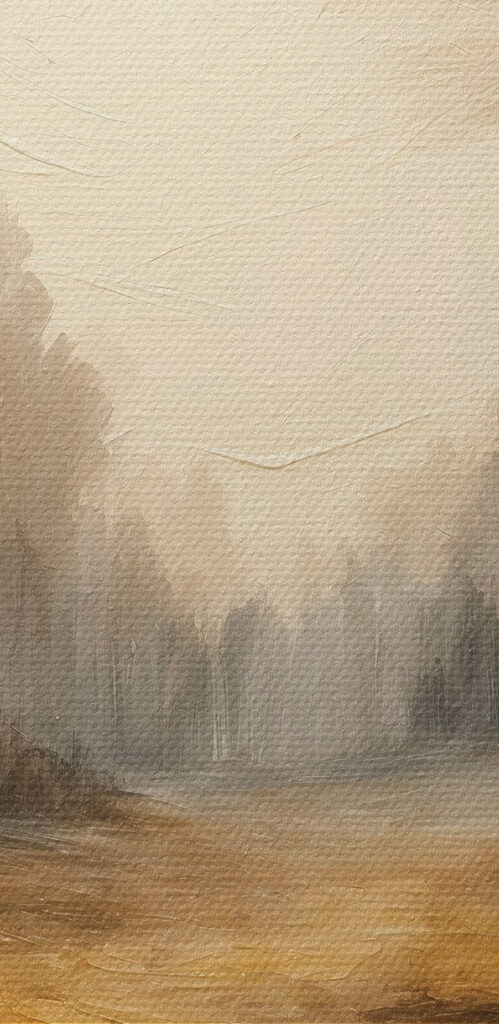 Painting of a forest with trees