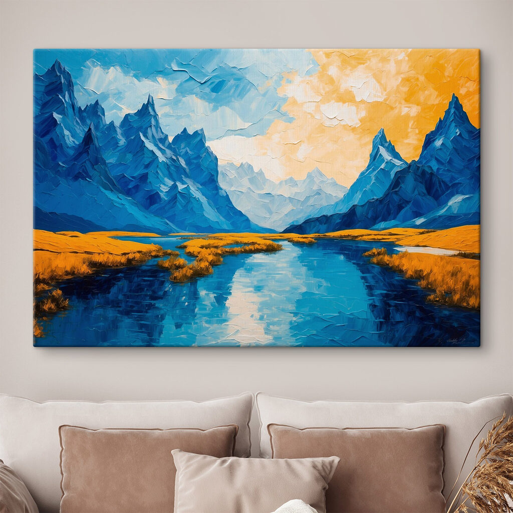 s43449pig119 1024x1024 - Obraz řeky s horami a trávou - tegory