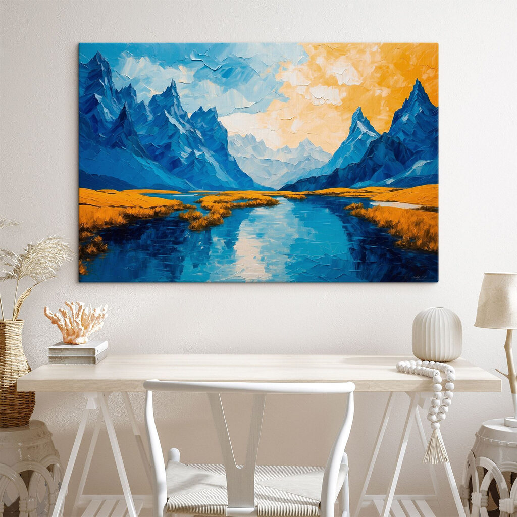 s43449pig408 1024x1024 - Obraz řeky s horami a trávou - tegory